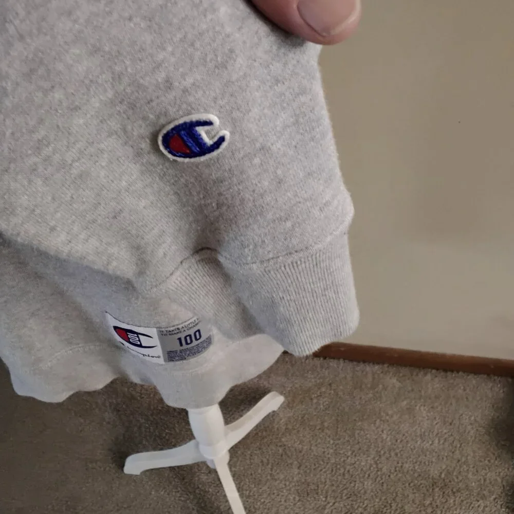 Champion Heather Gray Hoodie with Logo Size S - Picture 3 of 5